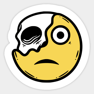 Confused Emoticon with Skull Sticker